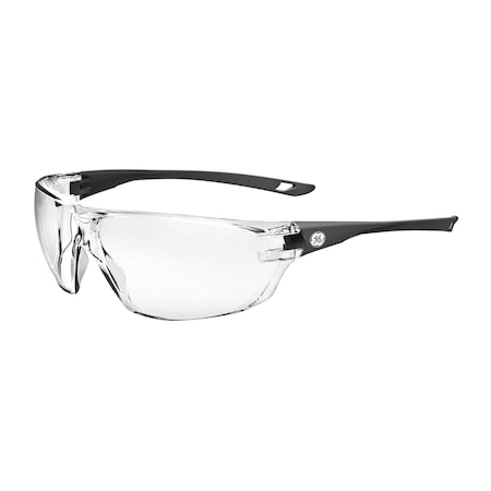 Ge Safety Glasses, Anti-Scratch, Clear Lens, Gray Frame GE203C